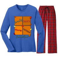 Thanksgiving Words Family Thankful Blessings Gather Gift Women's Long Sleeve Flannel Pajama Set 