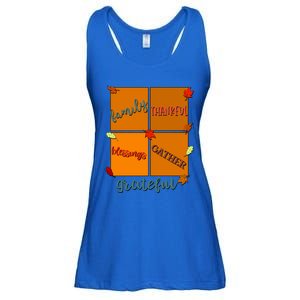 Thanksgiving Words Family Thankful Blessings Gather Gift Ladies Essential Flowy Tank