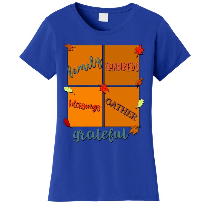 Thanksgiving Words Family Thankful Blessings Gather Gift Women's T-Shirt