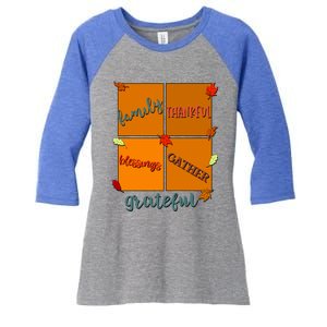 Thanksgiving Words Family Thankful Blessings Gather Gift Women's Tri-Blend 3/4-Sleeve Raglan Shirt