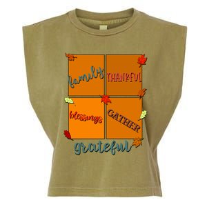 Thanksgiving Words Family Thankful Blessings Gather Gift Garment-Dyed Women's Muscle Tee