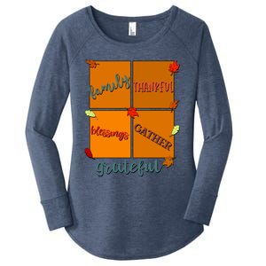 Thanksgiving Words Family Thankful Blessings Gather Gift Women's Perfect Tri Tunic Long Sleeve Shirt