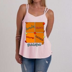 Thanksgiving Words Family Thankful Blessings Gather Gift Women's Strappy Tank