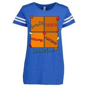 Thanksgiving Words Family Thankful Blessings Gather Gift Enza Ladies Jersey Football T-Shirt