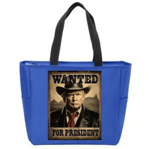 Trump Wanted For Second Term 2024 Western Cow Funny Trump Funny Gift Zip Tote Bag