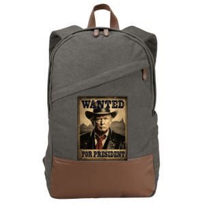 Trump Wanted For Second Term 2024 Western Cow Funny Trump Funny Gift Cotton Canvas Backpack