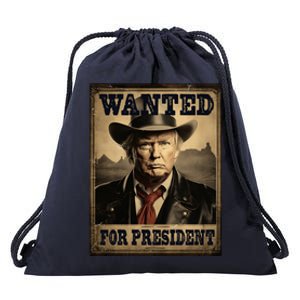 Trump Wanted For Second Term 2024 Western Cow Funny Trump Funny Gift Drawstring Bag