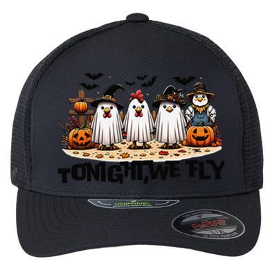 Tonight We Fly Chicken Farm Animal Lover Halloween Flexfit Unipanel Trucker Cap