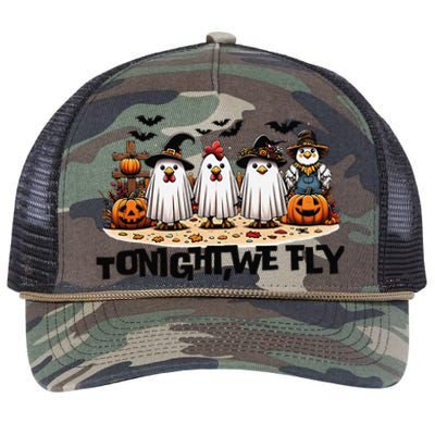 Tonight We Fly Chicken Farm Animal Lover Halloween Retro Rope Trucker Hat Cap