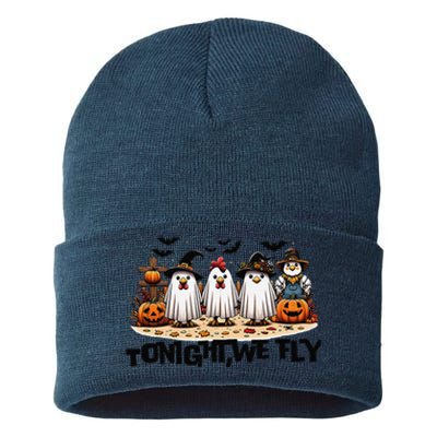 Tonight We Fly Chicken Farm Animal Lover Halloween Sustainable Knit Beanie