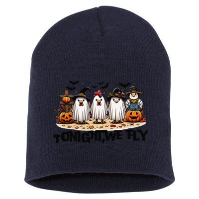 Tonight We Fly Chicken Farm Animal Lover Halloween Short Acrylic Beanie