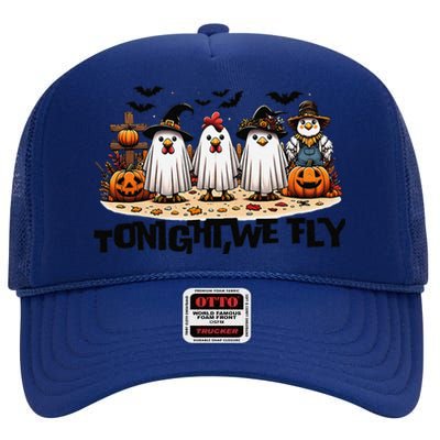 Tonight We Fly Chicken Farm Animal Lover Halloween High Crown Mesh Back Trucker Hat