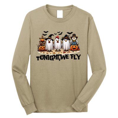 Tonight We Fly Chicken Farm Animal Lover Halloween Long Sleeve Shirt