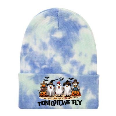 Tonight We Fly Chicken Farm Animal Lover Halloween Tie Dye 12in Knit Beanie