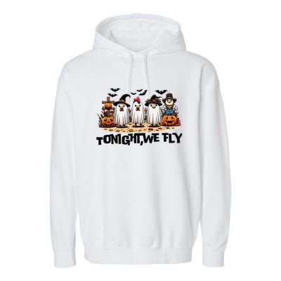 Tonight We Fly Chicken Farm Animal Lover Halloween Garment-Dyed Fleece Hoodie