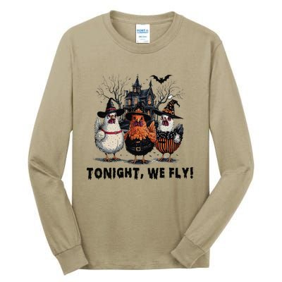 Tonight We Fly Funny Chicken Halloween Spooky Season Tall Long Sleeve T-Shirt