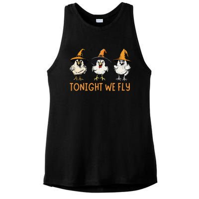 Tonight We Fly Witch Chicken Animal Halloween Ladies PosiCharge Tri-Blend Wicking Tank