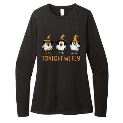 Tonight We Fly Witch Chicken Animal Halloween Womens CVC Long Sleeve Shirt