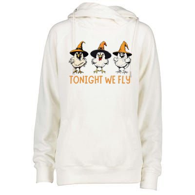 Tonight We Fly Witch Chicken Animal Halloween Womens Funnel Neck Pullover Hood