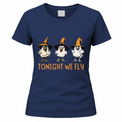 Tonight We Fly Witch Chicken Animal Halloween Women's T-Shirt