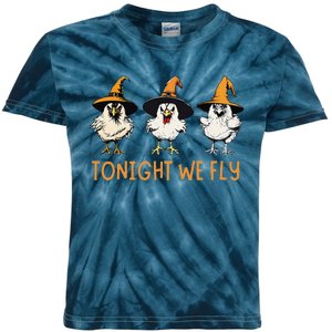 Tonight We Fly Witch Chicken Animal Halloween Kids Tie-Dye T-Shirt