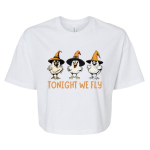 Tonight We Fly Witch Chicken Animal Halloween Bella+Canvas Jersey Crop Tee