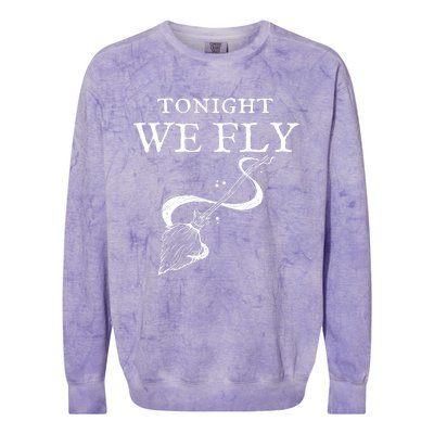 Tonight We Fly Funny Witch Halloween Colorblast Crewneck Sweatshirt