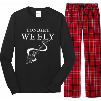 Tonight We Fly Funny Witch Halloween Long Sleeve Pajama Set