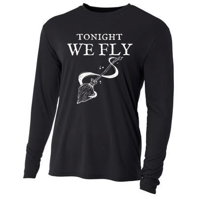 Tonight We Fly Funny Witch Halloween Cooling Performance Long Sleeve Crew