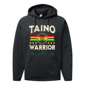 Taino Warrior Flag Native American Arawak Boriken Borinquen Performance Fleece Hoodie