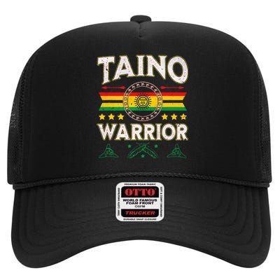 Taino Warrior Flag Native American Arawak Boriken Borinquen High Crown Mesh Back Trucker Hat