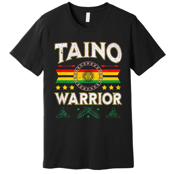 Taino Warrior Flag Native American Arawak Boriken Borinquen Premium T-Shirt