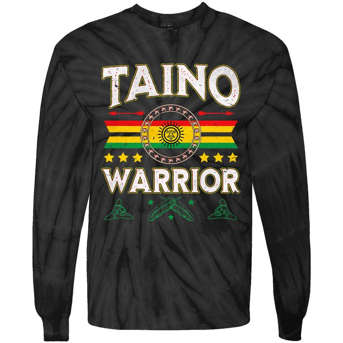 Taino Warrior Flag Native American Arawak Boriken Borinquen Tie-Dye Long Sleeve Shirt