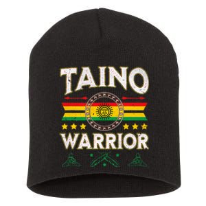 Taino Warrior Flag Native American Arawak Boriken Borinquen Short Acrylic Beanie