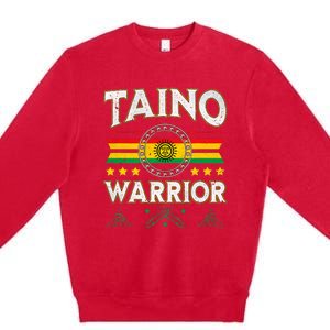 Taino Warrior Flag Native American Arawak Boriken Borinquen Premium Crewneck Sweatshirt