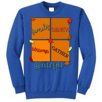 Thanksgiving Words Family Thankful Blessings Gather Meaningful Gift Tall Sweatshirt