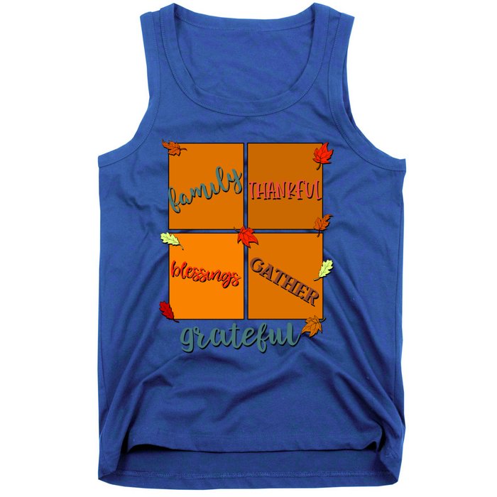 Thanksgiving Words Family Thankful Blessings Gather Meaningful Gift Tank Top