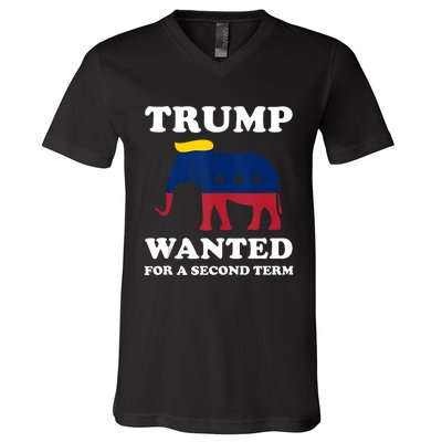 Trump Wanted For Second Term 2024 Pro Trump 2024 Election V-Neck T-Shirt