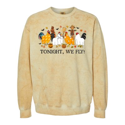 Tonight We Fly Funny Chicken Halloween Costume Spooky Season Colorblast Crewneck Sweatshirt