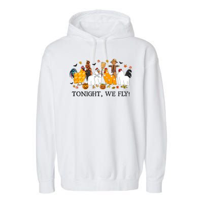 Tonight We Fly Funny Chicken Halloween Costume Spooky Season Garment-Dyed Fleece Hoodie