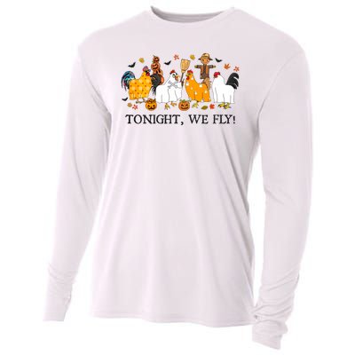 Tonight We Fly Funny Chicken Halloween Costume Spooky Season Cooling Performance Long Sleeve Crew