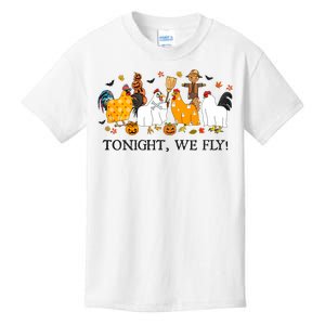 Tonight We Fly Funny Chicken Halloween Costume Spooky Season Kids T-Shirt