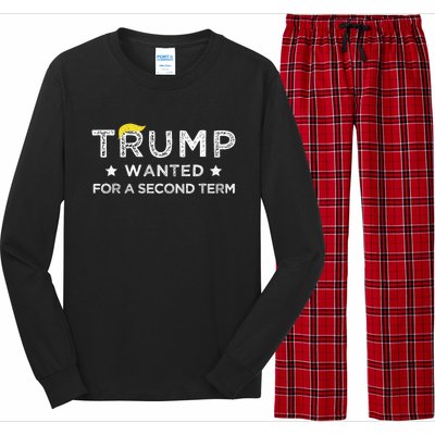 Trump Wanted For Second Term 2024 45 47 Squared Donald Trump For President Long Sleeve Pajama Set