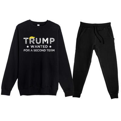 Trump Wanted For Second Term 2024 45 47 Squared Donald Trump For President Premium Crewneck Sweatsuit Set