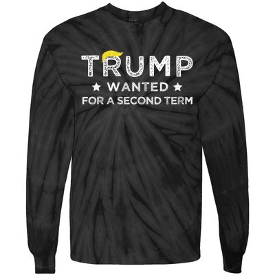 Trump Wanted For Second Term 2024 45 47 Squared Donald Trump For President Tie-Dye Long Sleeve Shirt