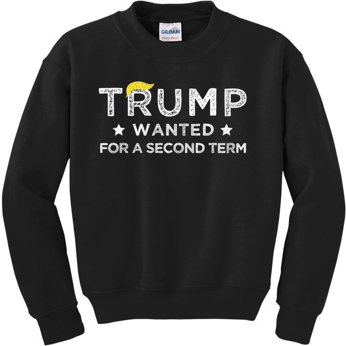 Trump Wanted For Second Term 2024 45 47 Squared Donald Trump For President Kids Sweatshirt