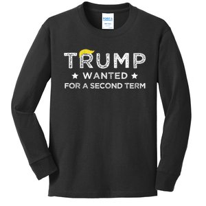 Trump Wanted For Second Term 2024 45 47 Squared Donald Trump For President Kids Long Sleeve Shirt