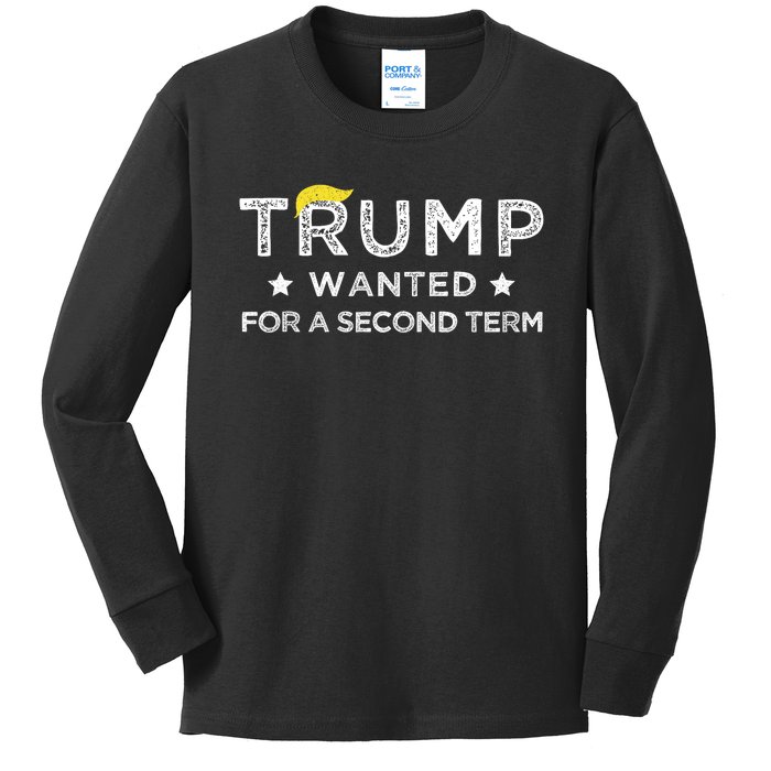 Trump Wanted For Second Term 2024 45 47 Squared Donald Trump For President Kids Long Sleeve Shirt