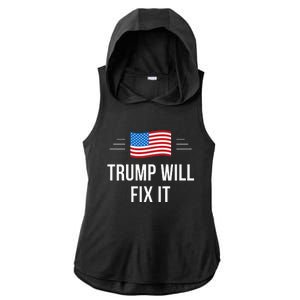 Trump Will Fix It Ladies PosiCharge Tri-Blend Wicking Draft Hoodie Tank