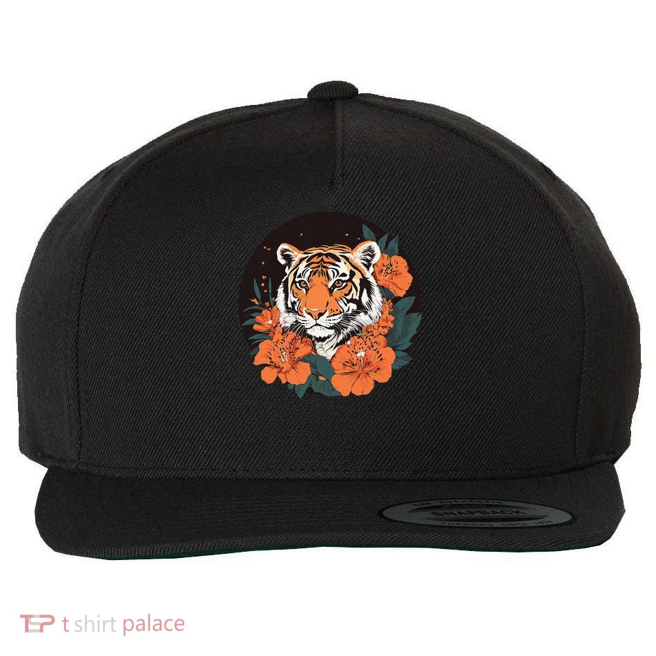 Tiger With Floral Elements For Nature Enthusiasts Wool Snapback Cap